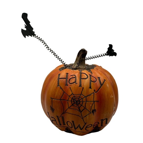 Decorative Halloween Pumpkin With Bats & Web Design - Picture 2 of 6